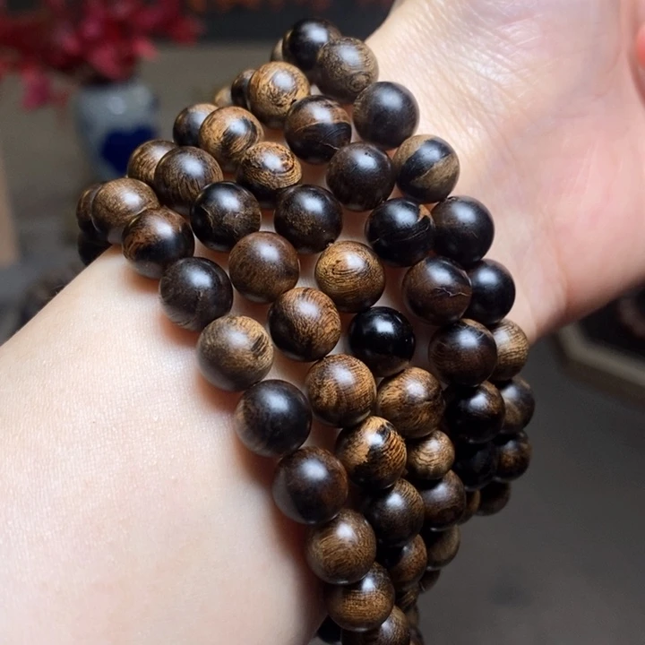 沉香手串越南芽庄白棋楠瘤疤0.8×108