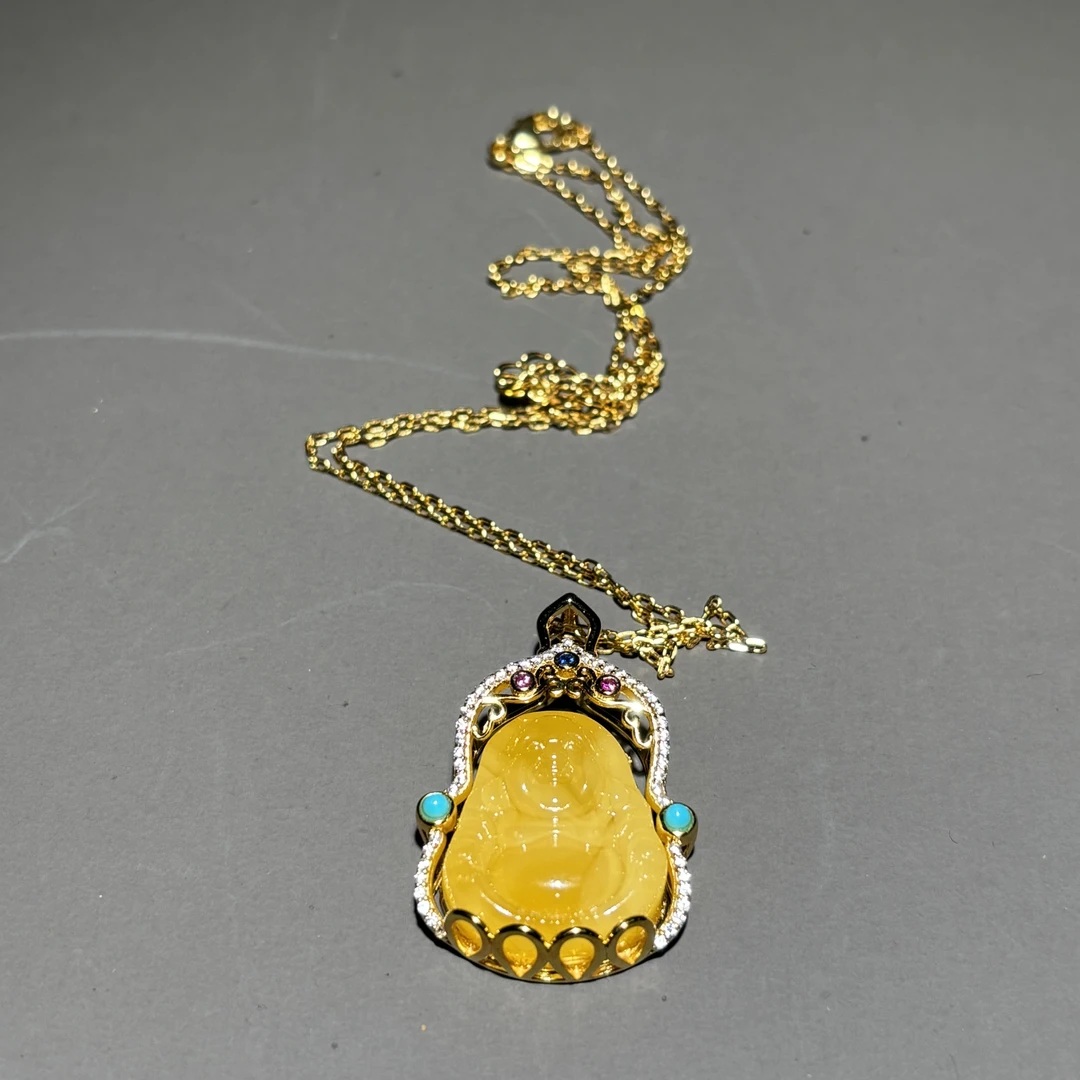 HZ53978蜜蜡弥勒佛挂件-朵云轩