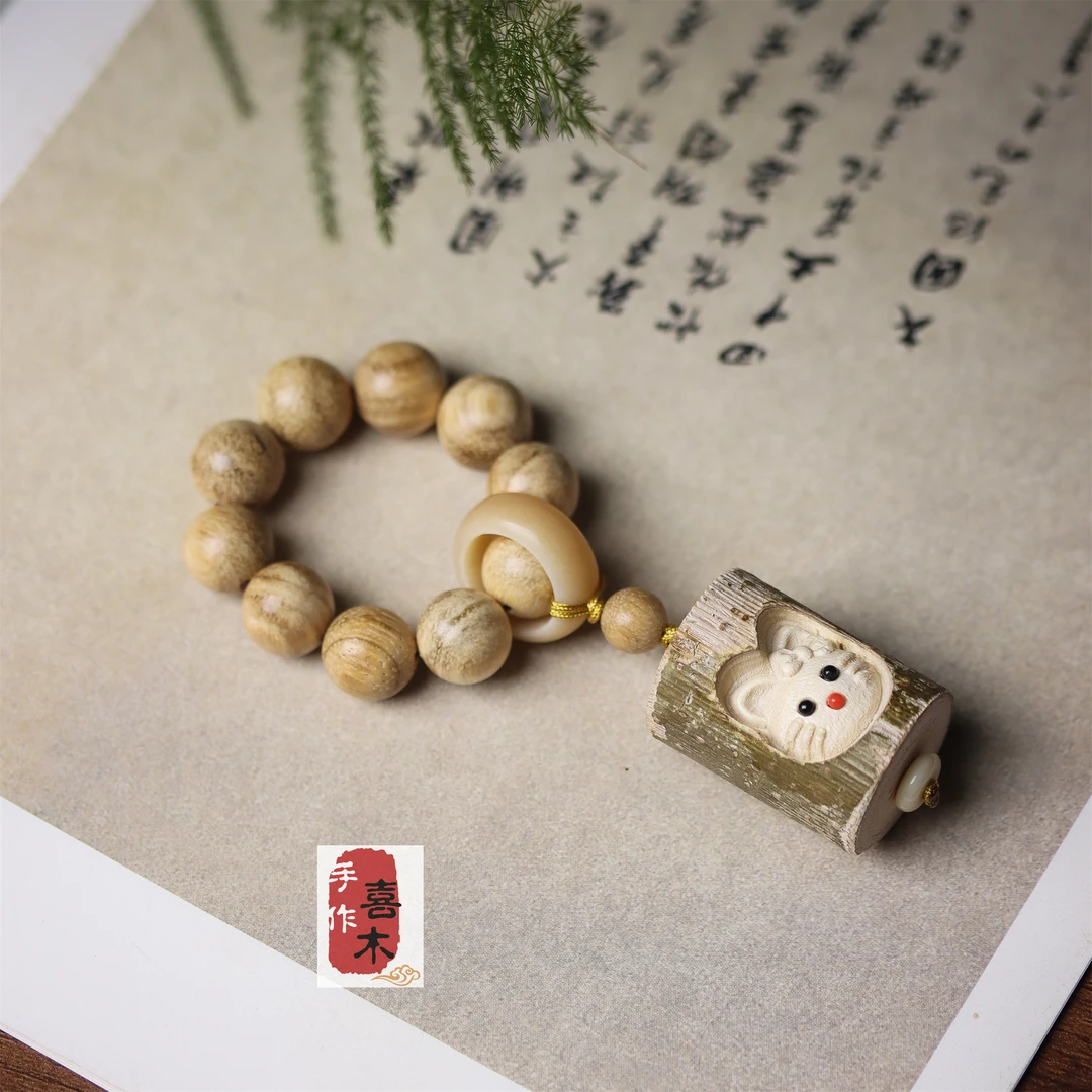 奶香木手捻 树桩KT猫1.2cm*9颗原创设计放松解压指尖文玩创意礼品