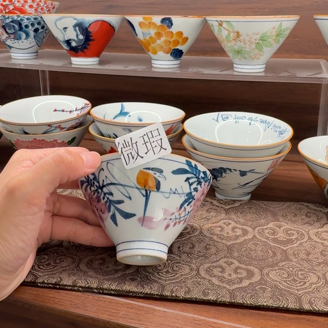 釉下手绘茶具微瑕