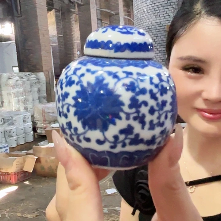 景德镇高温陶瓷青花罐子