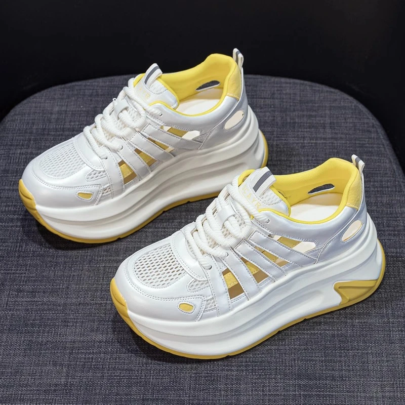 镂空厚底凉鞋女运动休闲透气轻便旅游2025夏季新款内增高老爹鞋女