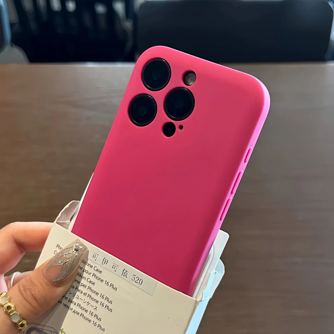 BANCA玫红色肤感肥皂适用苹果16promax手机壳一体iPhone15/14/13