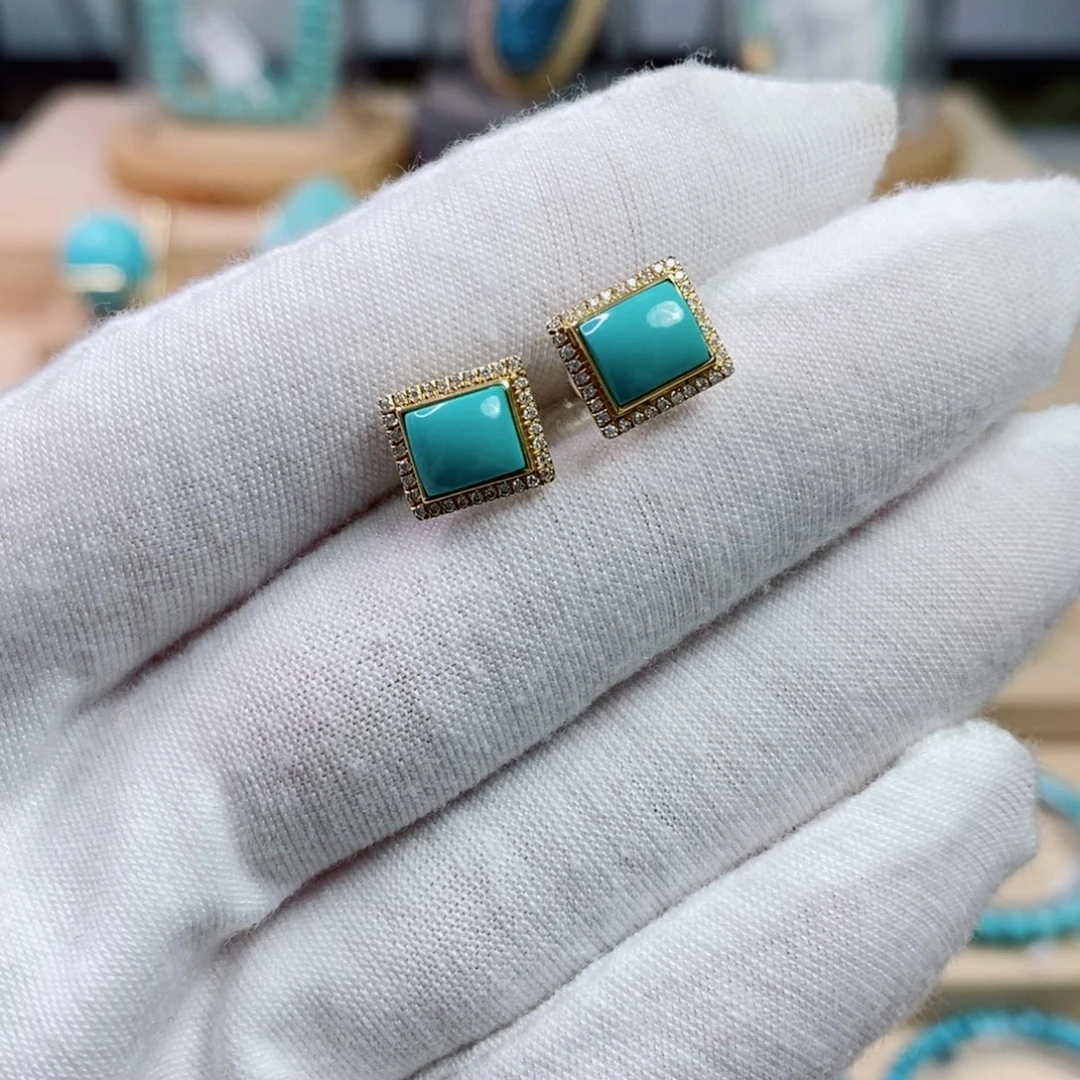 绿松石18K金镶嵌珠宝奇石