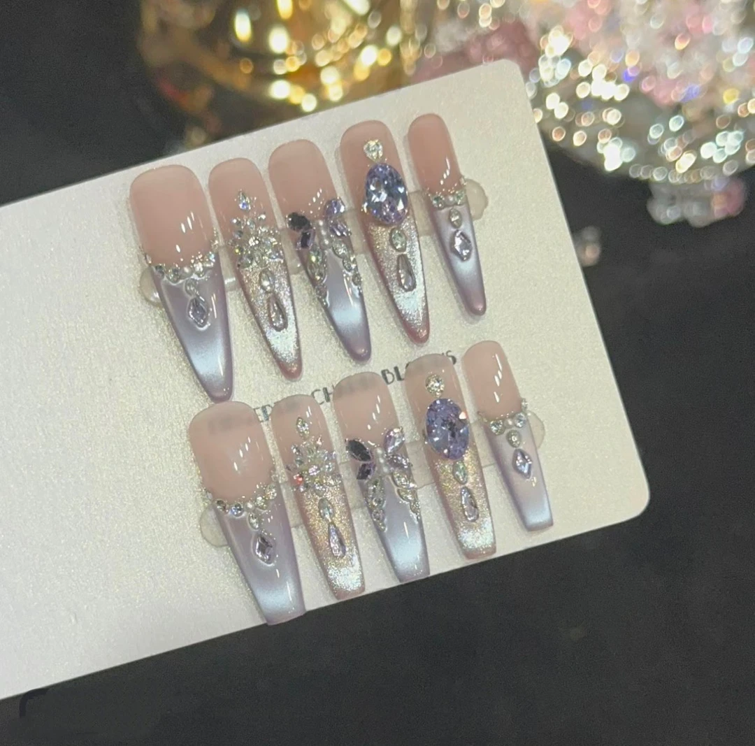 【银河紫焰】新款猫眼穿戴甲高级感简约显白穿戴甲