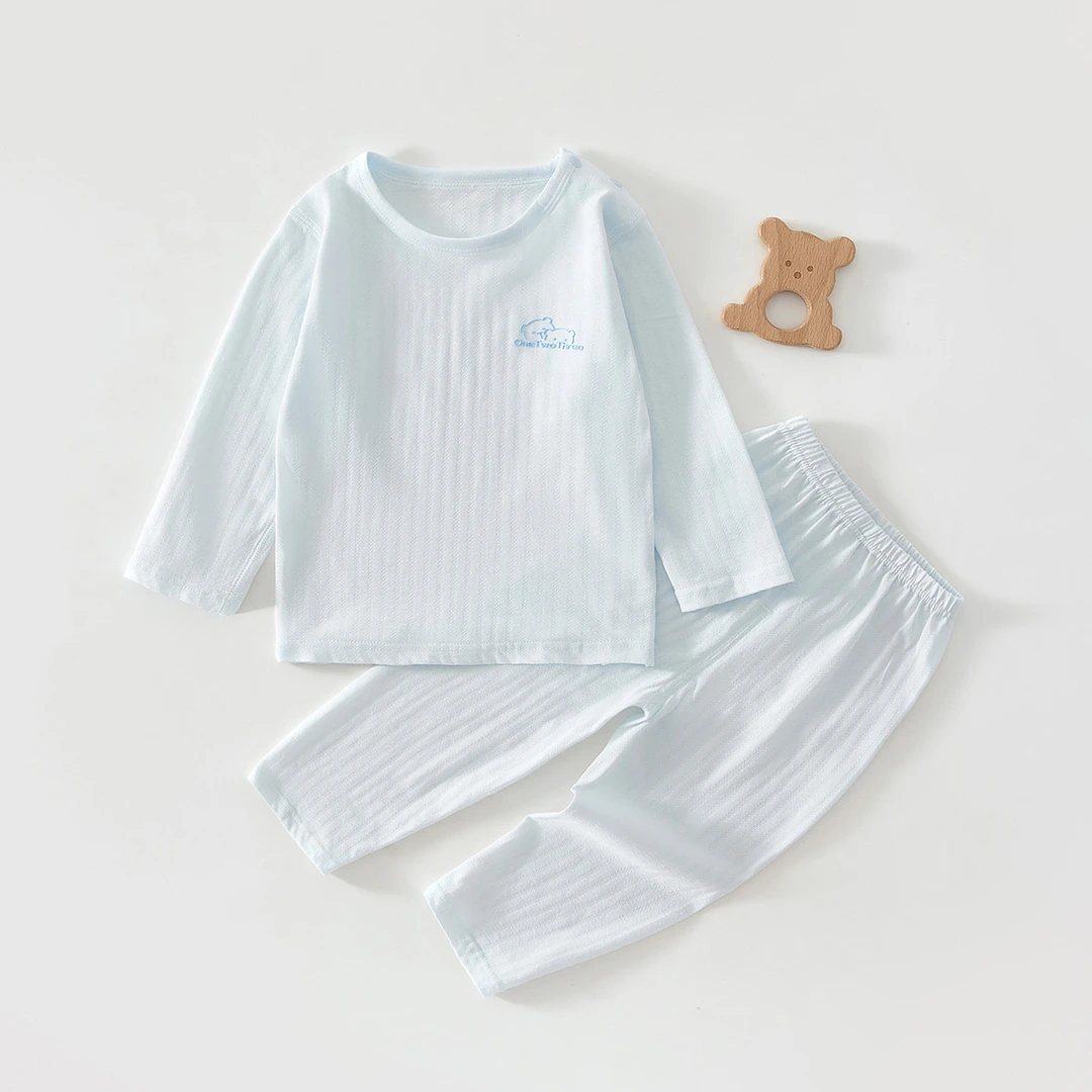 宝宝空调服套装长袖护肚儿童家居服纯棉薄款婴儿睡衣夏季婴幼儿装