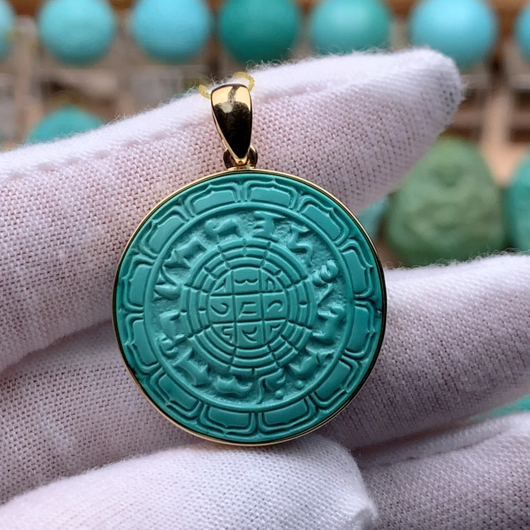 绿松石18K金镶嵌珠宝奇石