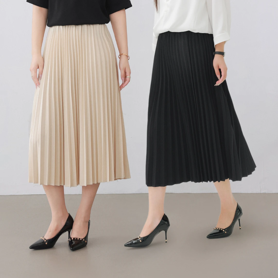 【菠萝纹针织】MsShe大码女装新通勤压褶设计半身裙M2408166