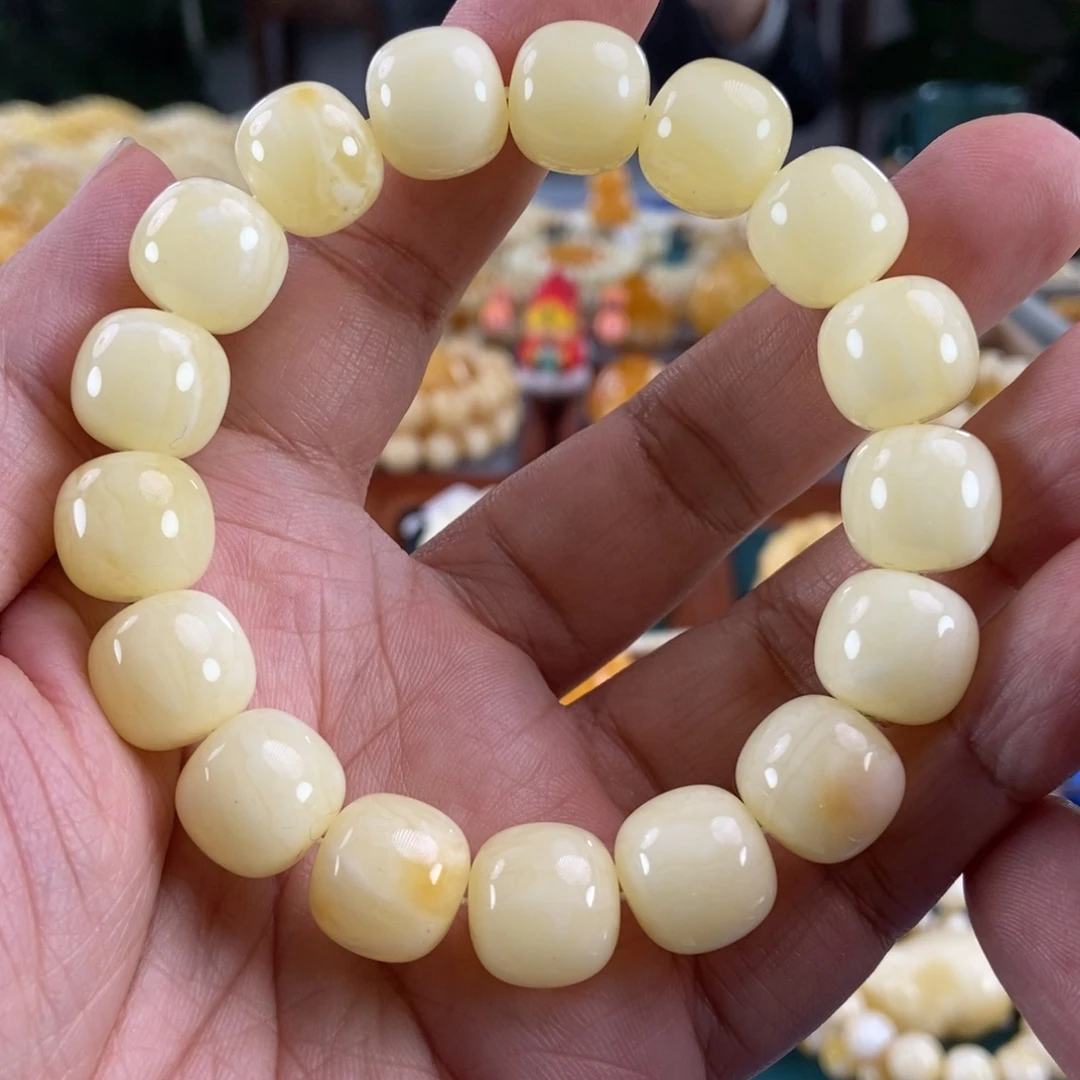 琥珀未镶嵌珠宝奇石14白蜡同料微瑕手串29.01
