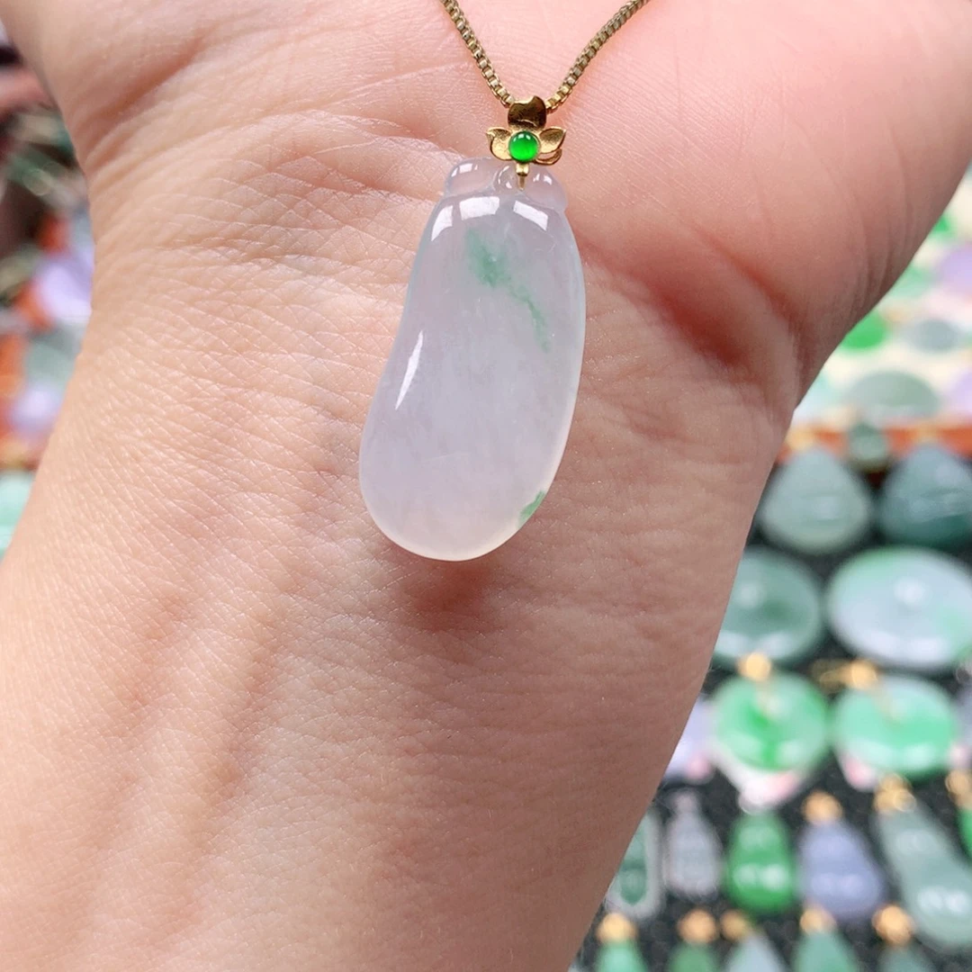 吊坠(不含链)18K金镶嵌翡翠