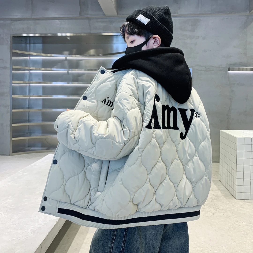 儿童装男童假两件加厚绗线外套2025新款男孩冬季二棉棉衣中大童潮