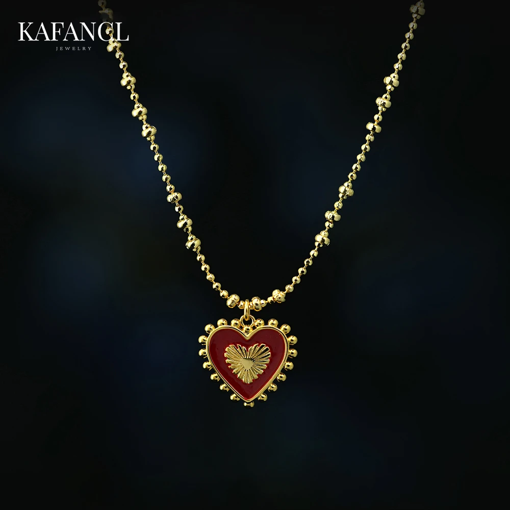 红楼  镀K金 红黑双面爱心轻奢高级感项链 ZR-B286