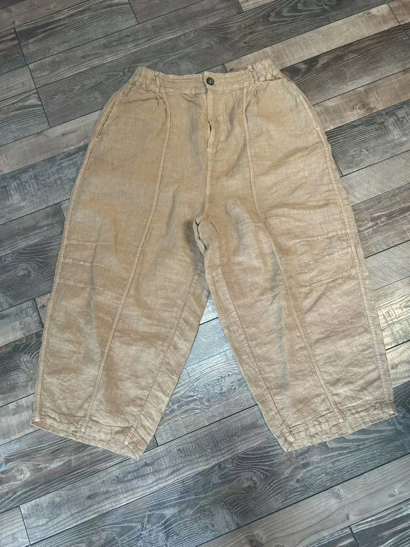 002 夏季新品肌理麻休闲百搭女士裤子 臀围130长88