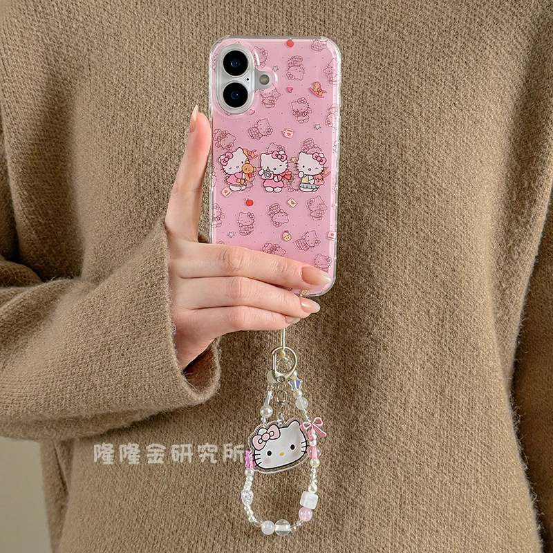 隆隆金适用苹果16手机壳可爱粉底三只KT猫iPhone15pro防摔13/14壳