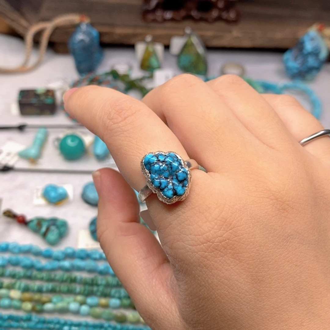 银S925镶嵌绿松石原矿