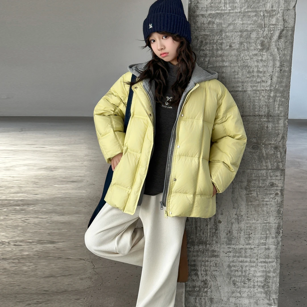 女童白鸭绒羽绒服冬季儿童时尚连帽外套保暖加厚上衣韩版秋冬大童
