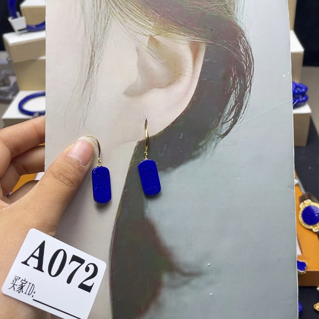 青金石耳饰银S925镀金镶嵌