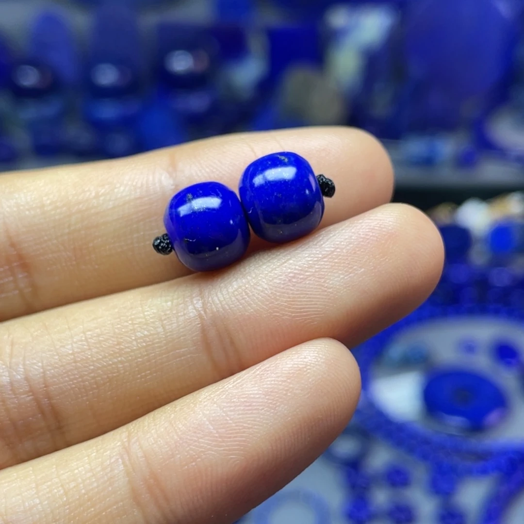 青金石未镶嵌9×8mm老型对珠配饰