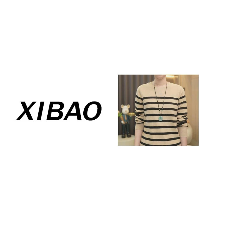 【100%纯羊绒】冬季条纹宽松毛衣女韩系圆领长袖休闲针织衫XWY1222