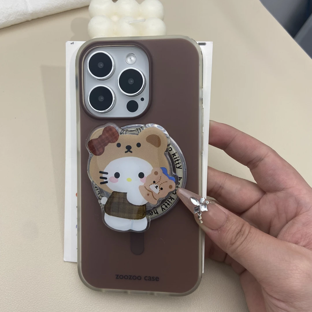 棕色玩偶kt适用苹果16promax手机壳可爱15pro/13/12防摔ins
