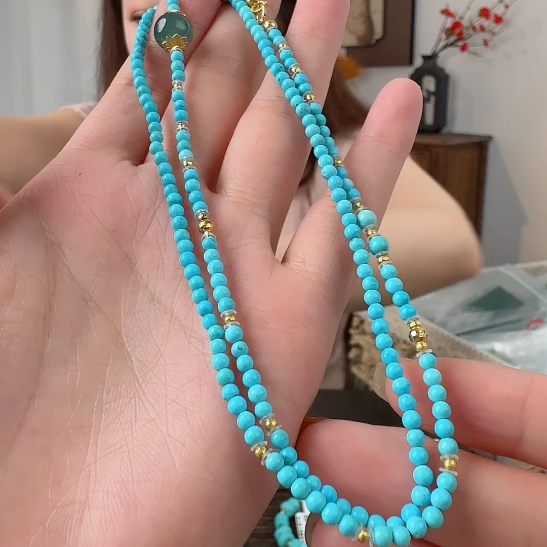 绿松石18K金镶嵌挂件