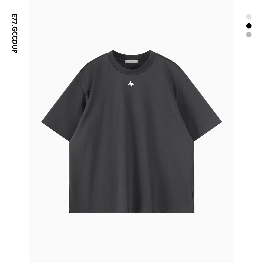 夏季圆领纯色短袖时尚百搭简约情侣高级感男装透气休闲T恤1343