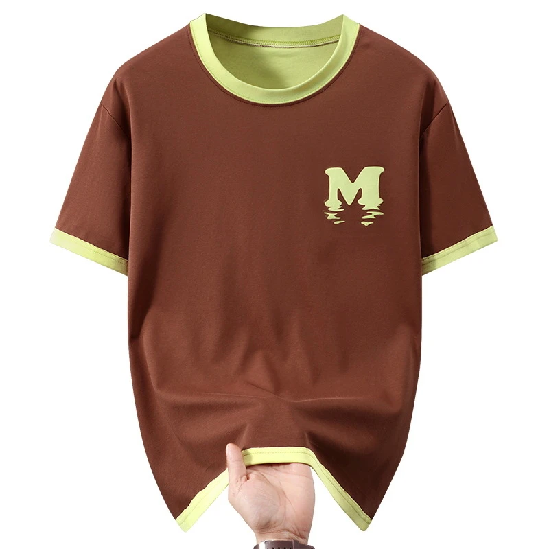 胖子大码潮流男士时尚休闲百搭夏季加肥加大宽松圆领300斤T恤短袖