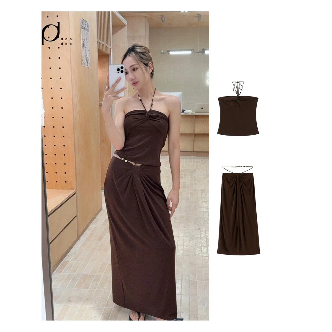 MARRMO马髦2025春夏串珠立裁抹胸半裙套装女dopdop买手店