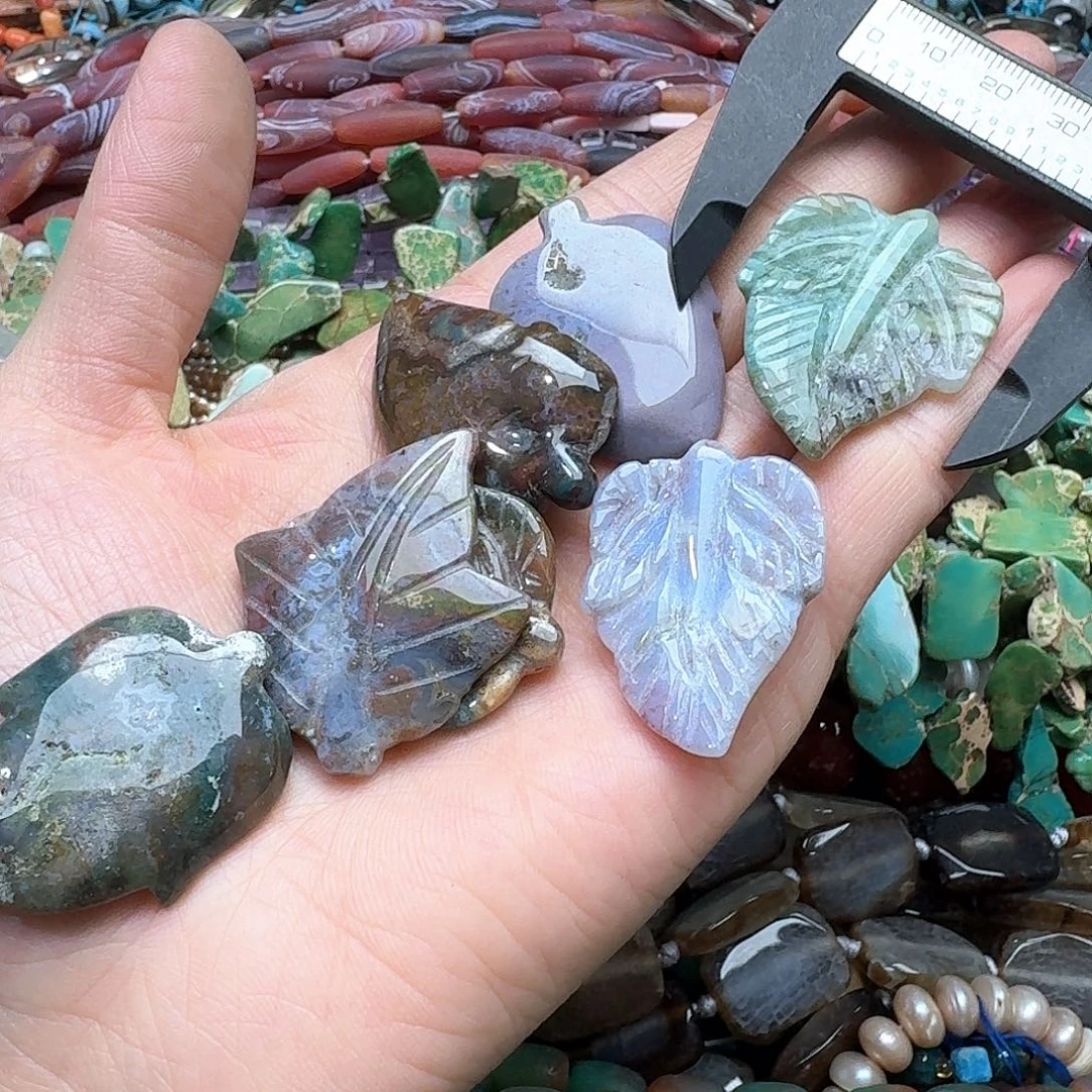 玛瑙/玉髓未镶嵌珠宝半成品7个31m水草吊坠