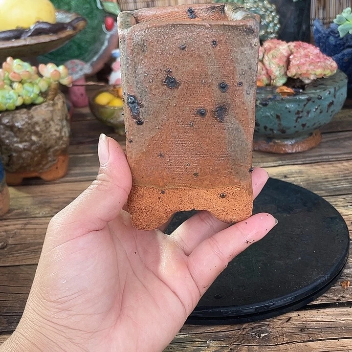 手工粗陶透气花盆29