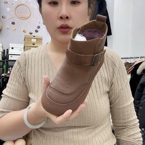 女士35码皮毛一体牛皮靴