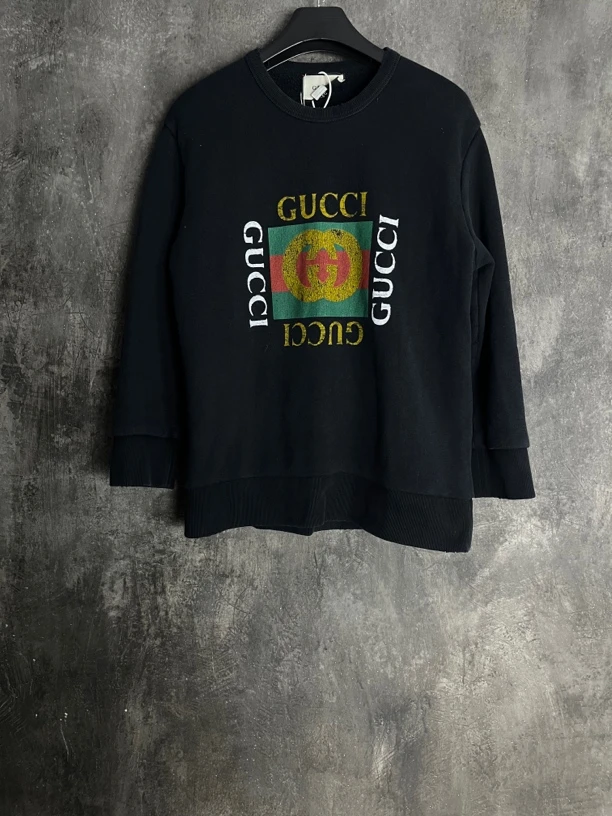 全新未使用 GUCCI/古驰 方块做旧长袖卫衣/01056