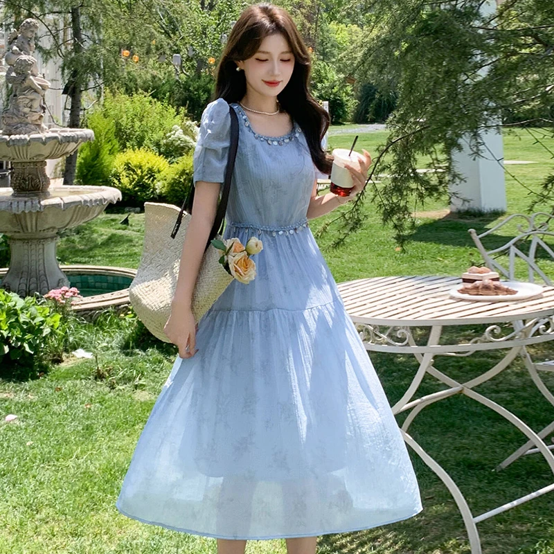 连衣裙女装2025夏季夏天衣服新款别致漂亮独特惊艳高级感碎花裙子