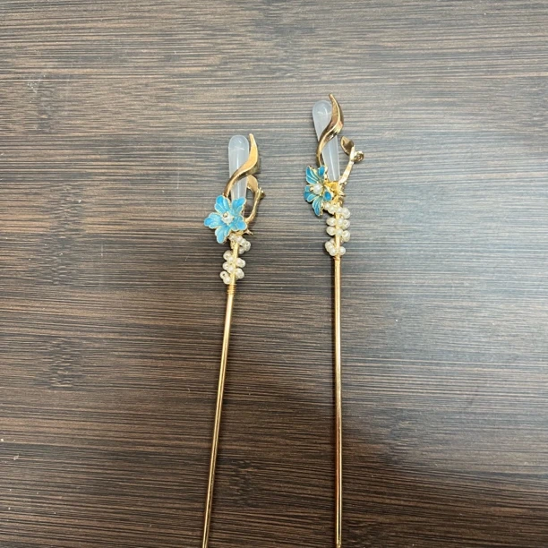 麦光光古风发饰绒花发簪 手工制作默认微瑕