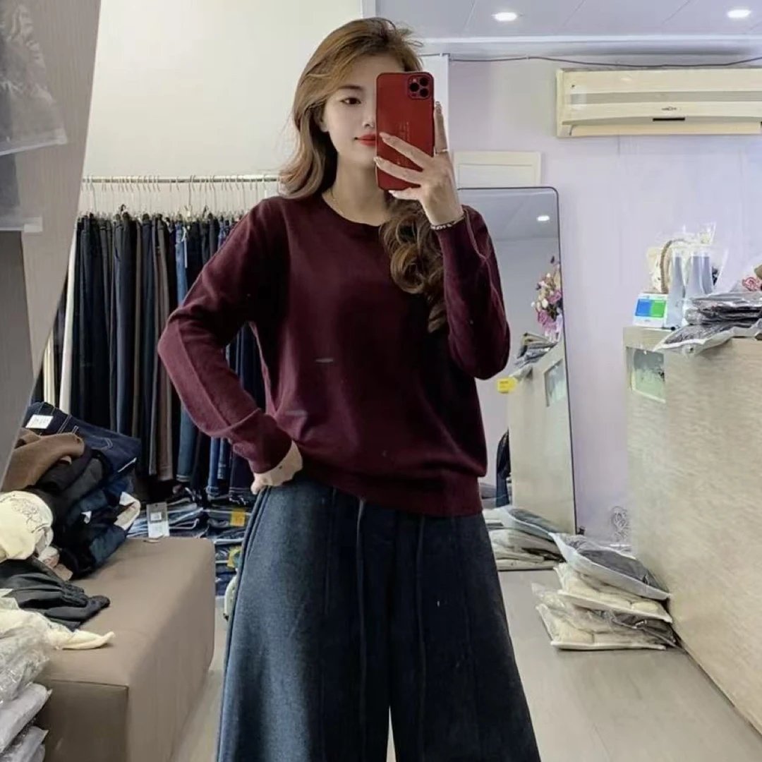 秋冬新款简版圆领长袖上衣5940