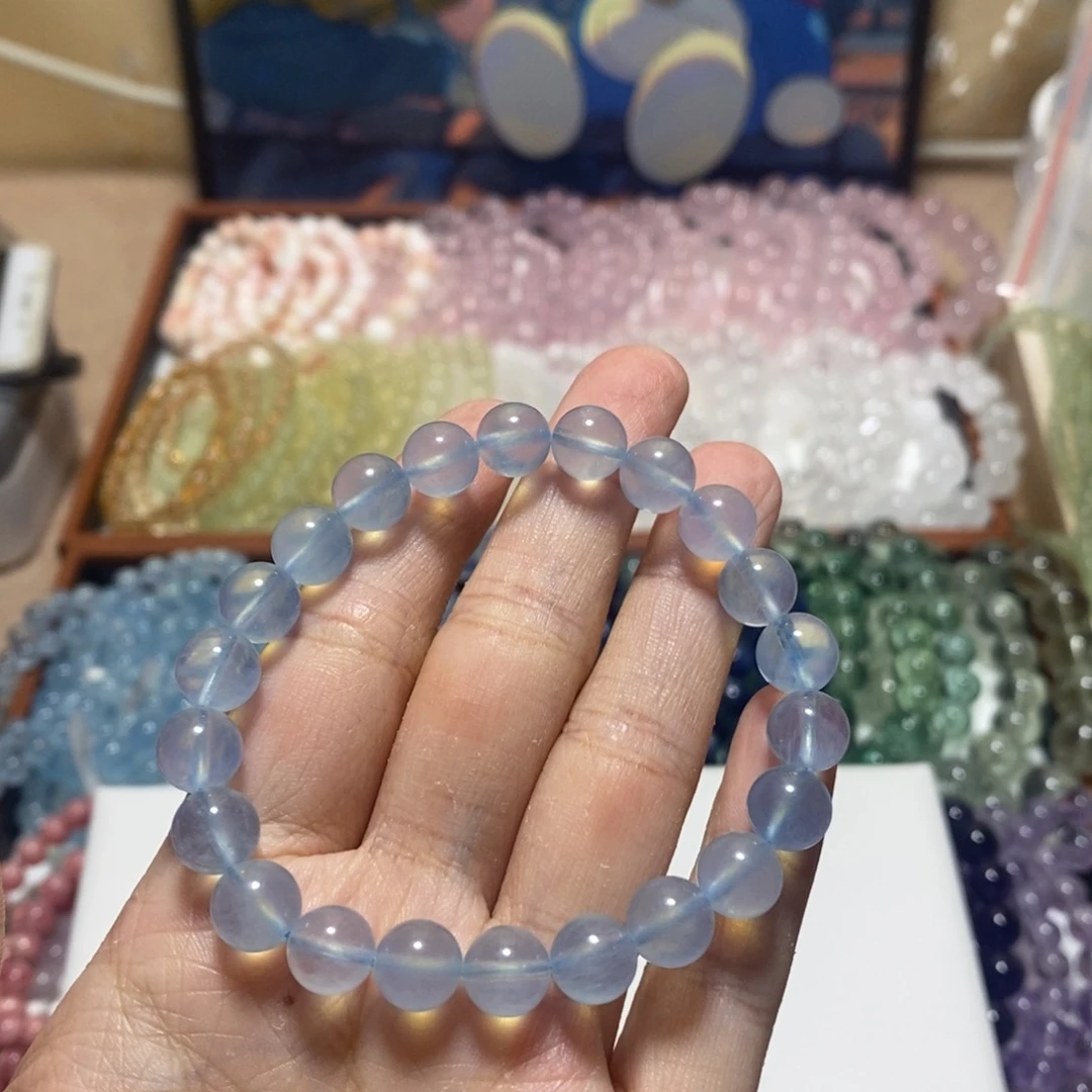 用***1水晶手链未镶嵌8mm 海蓝宝 拍十单一条
