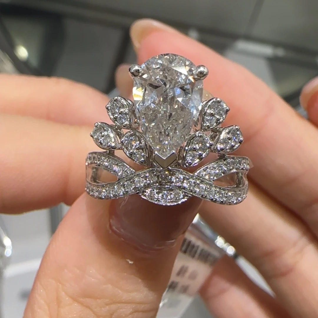 实验室培育钻石铂Pt950镶嵌鹭羽1.5卡igi双证