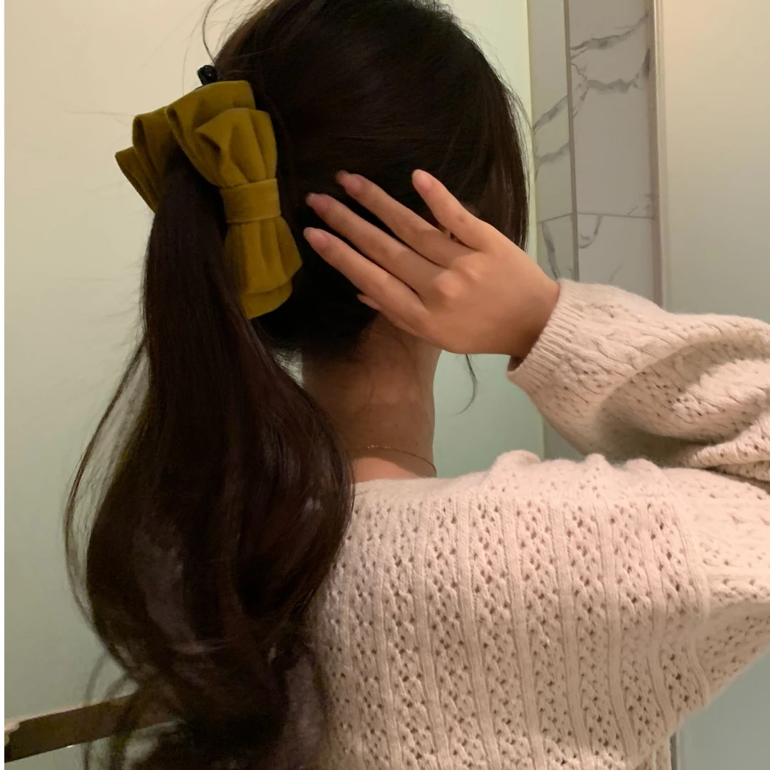 元气满满秋冬蝴蝶结香蕉夹简约百搭甜美抓夹高马尾ins发饰