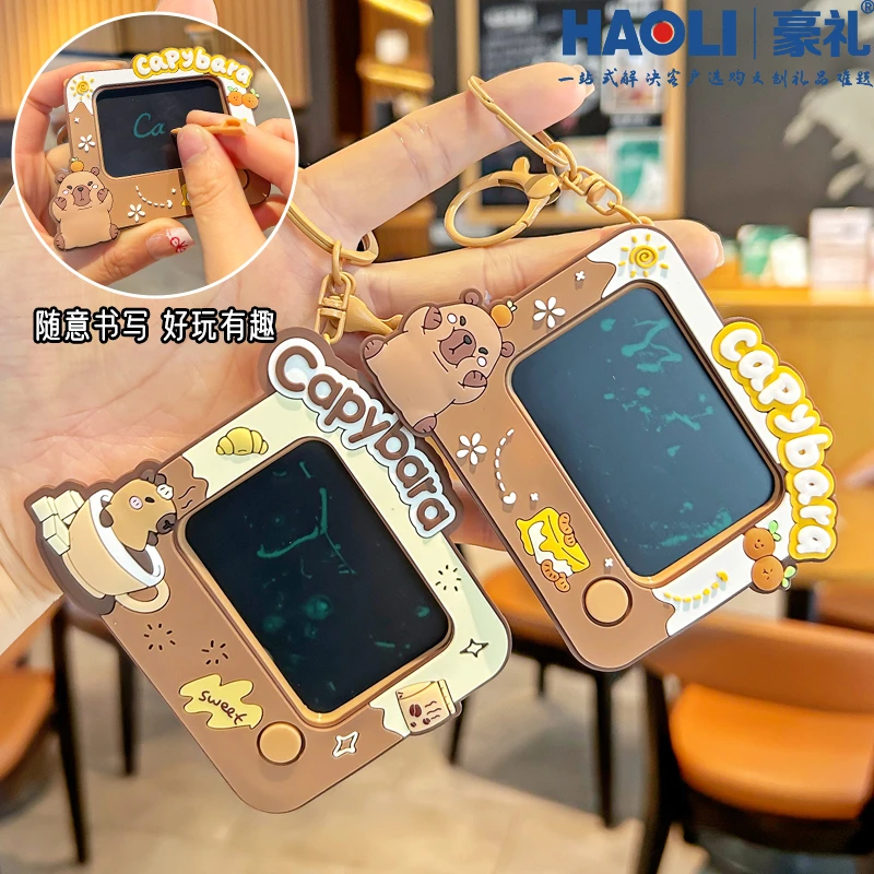 2025年新款卡皮巴拉涂鸦画板钥匙扣精致学生书包包小挂件礼品情侣