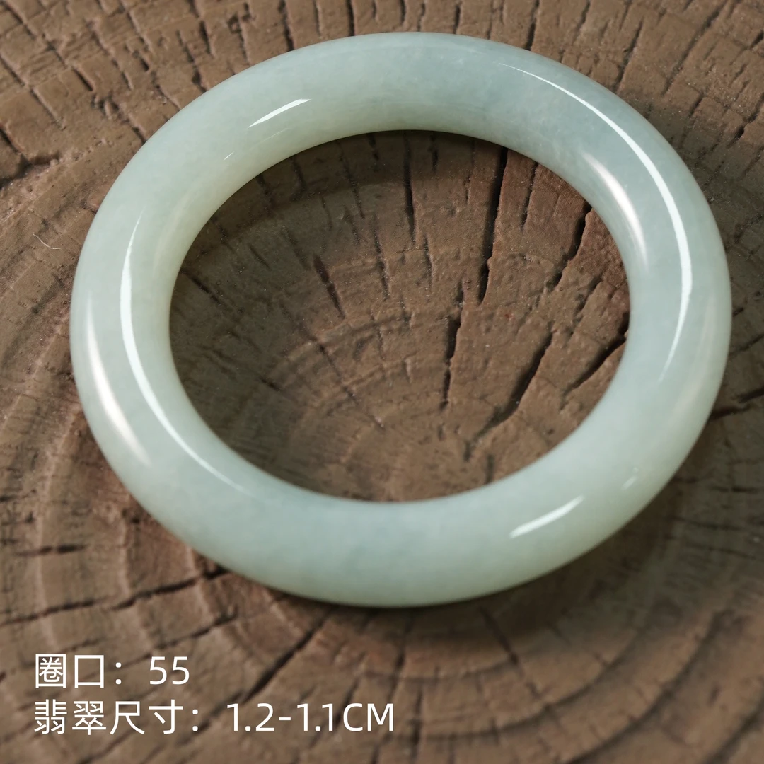 冰糯底绿翡翠手镯 圈口55 天然缅甸翡翠A货 1327002