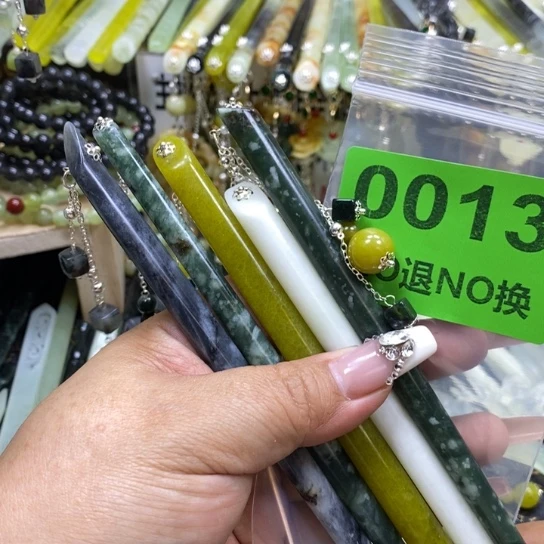 灵***薇蛇纹石玉未镶嵌发簪