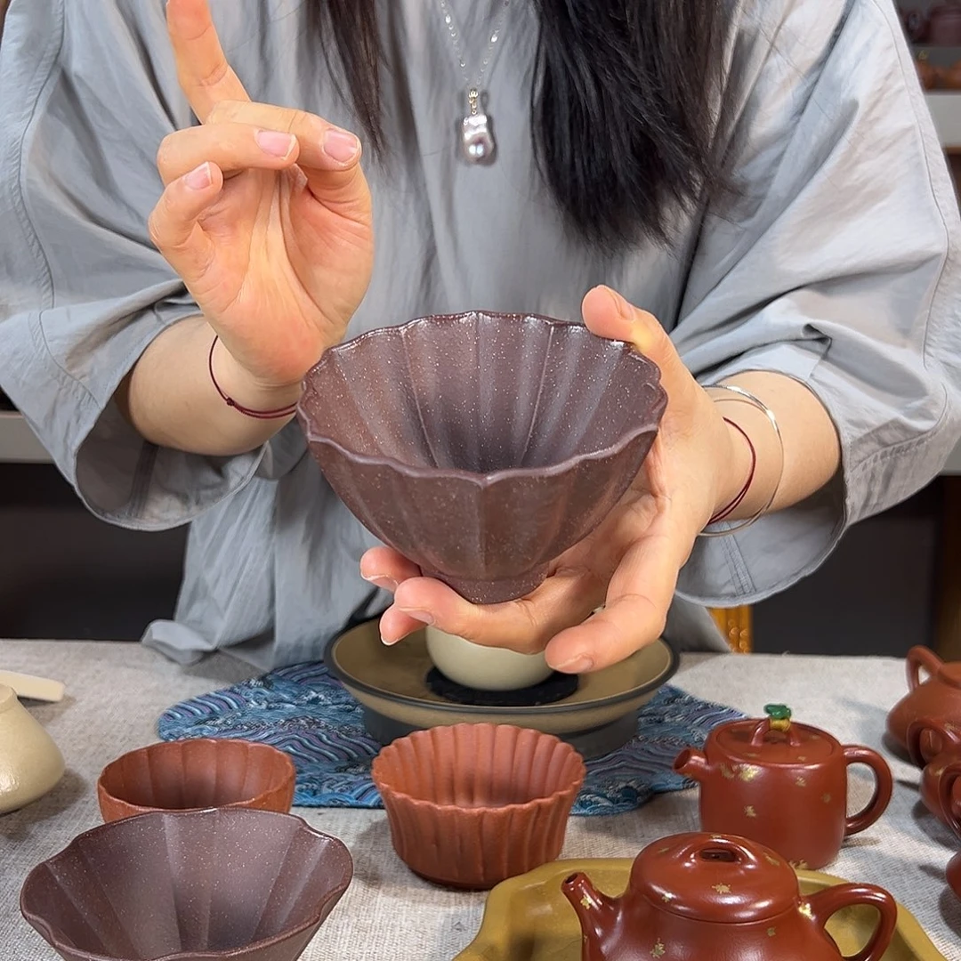 茶壶紫砂紫泥斗笠杯 170cc