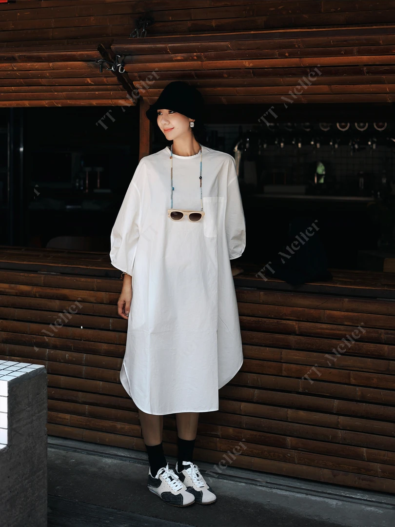 TT设计师【流光半夏】纯新疆长绒棉极简高级灯笼袖连衣裙TT190649