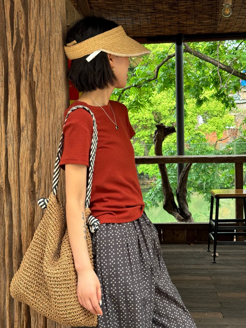 浪清/女装推荐 玉美莎简约舒适圆领T恤44275#