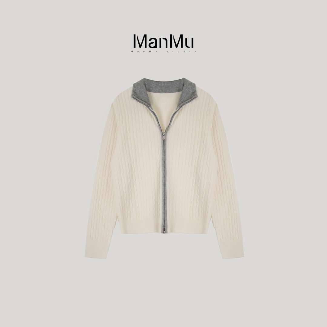 满目ManMu 【张琪专属】秋季纯羊毛时尚通勤休闲百搭开衫毛衫350470