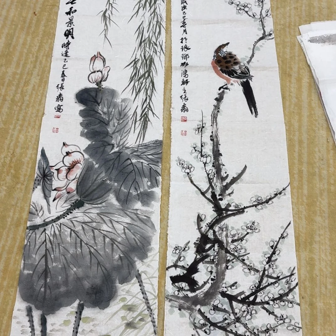 国画四尺对开作品花鸟11111