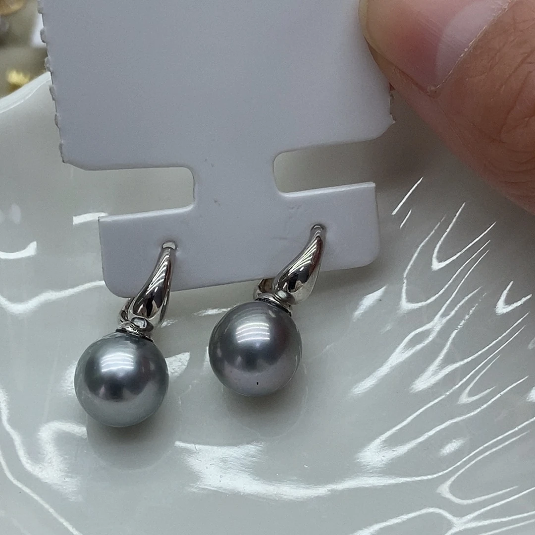 银S925镶嵌耳饰海水珍珠