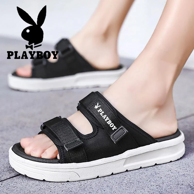 花花公子凉鞋男士冬季外穿厚底运动休闲沙滩鞋男士软底魔术贴凉鞋