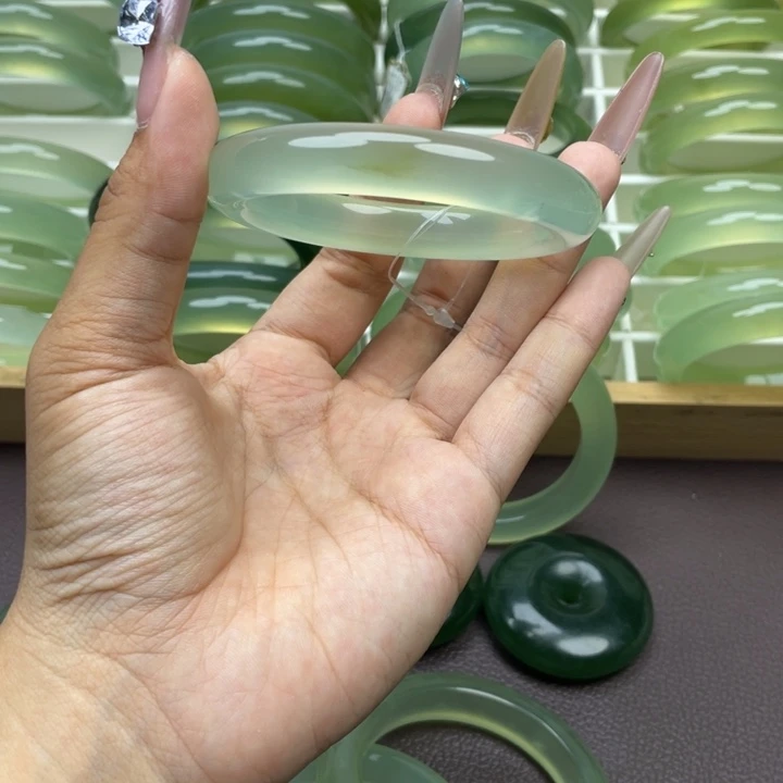 冰***勺蛇纹石玉合金手镯