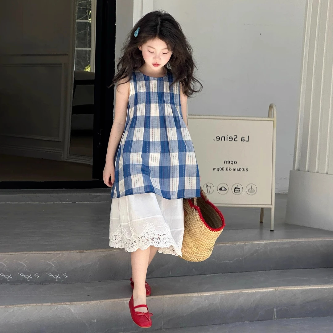 女童套装夏款2025新款洋气童装小女孩夏季背心半身裙儿童两件套薄